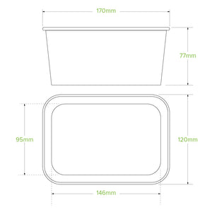 1000ml White Rectangle PLA Lined Paper Container