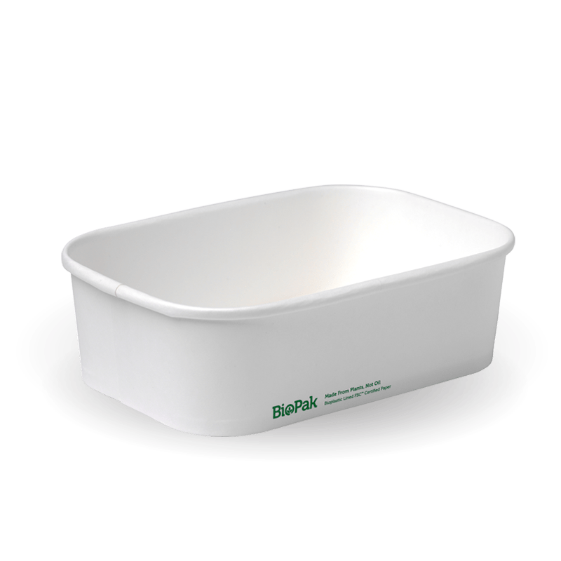 650ml White Rectangle PLA Lined Paper Container