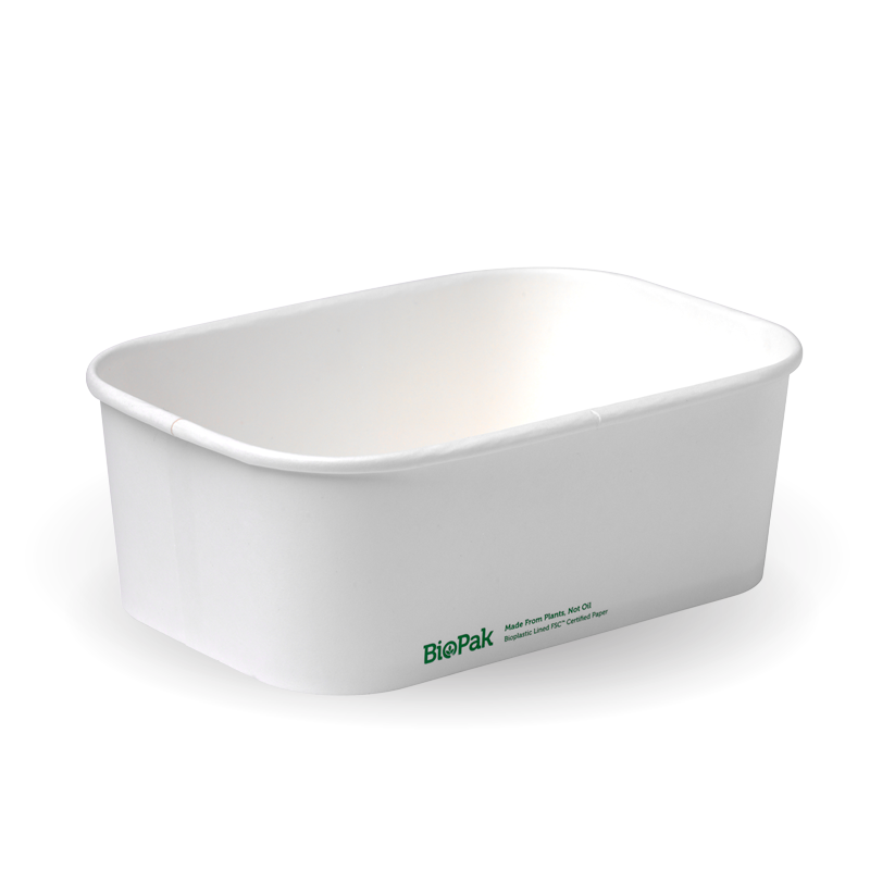 750ml White Rectangle PLA Lined Paper Container