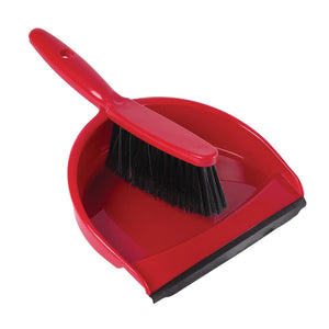 Soft Dustpan and Brush Set Red