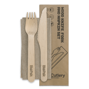 Wooden Fork Knife Napkin Combo