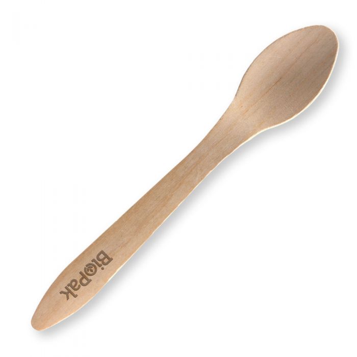 Biopak Timber Dessert Spoon Coated 19cm
