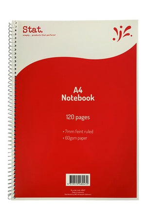 Stat Notebook Spiral A4 Red 120 Pages 10Pk