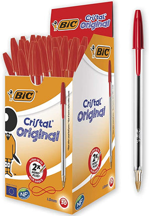 BIC Cristal Original Ball Point Pen Red 50Pk
