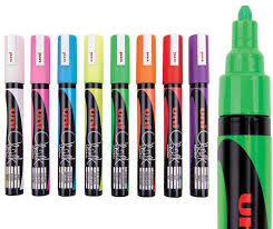 Uni Chalk Marker Bullet Fluorescent Colours Pack of 8