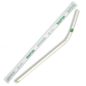 6mm Individually Wrapped White Bendy Straw