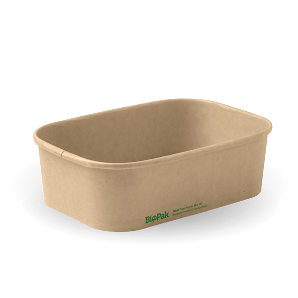 Rectangular Paper Container 650ml Natural Rectangle PLA Lined Paper Container