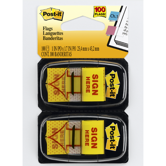 Post it Note Sign Here 2pk